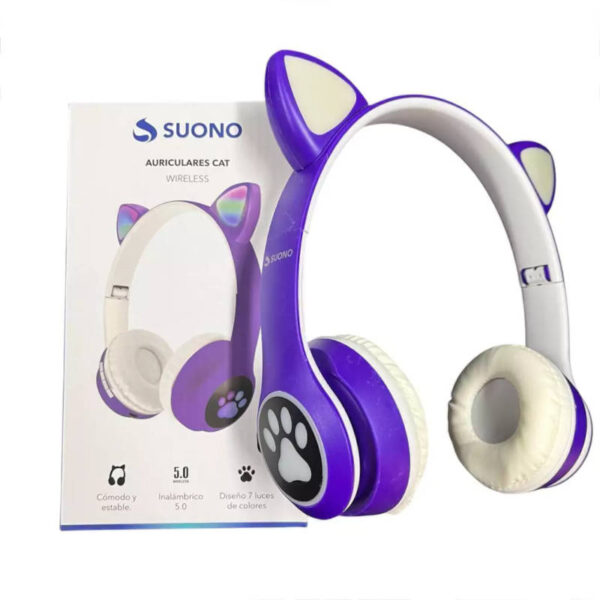 SUONO AYV0101 Auricular inalambrico bluetooth oreja gatito violeta